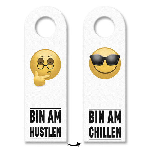 Bin am hustlen oder bin am chillen witziger Türhänger mit Emoticons