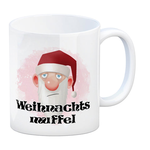 Weihnachtsmuffel witzige Kaffeetasse mit lustlosem Weihnachtsmann Motiv