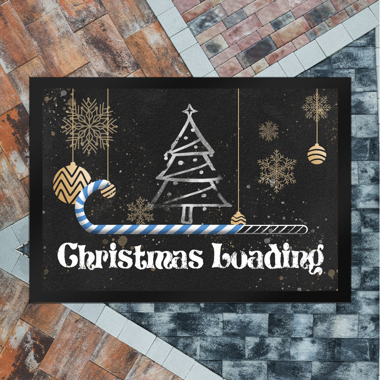 Christmas Loading mit Zuckerstange als Ladebalken Weihnachten Fußmatte
