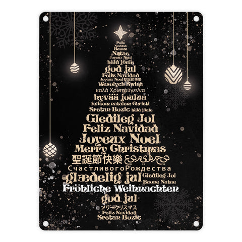 Fröhliche Weihnachten in verschiedenen Sprachen Metallschild