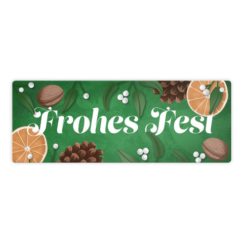 Frohes Fest mit Mistelzweigen und Tannenzäpfen Metallschild