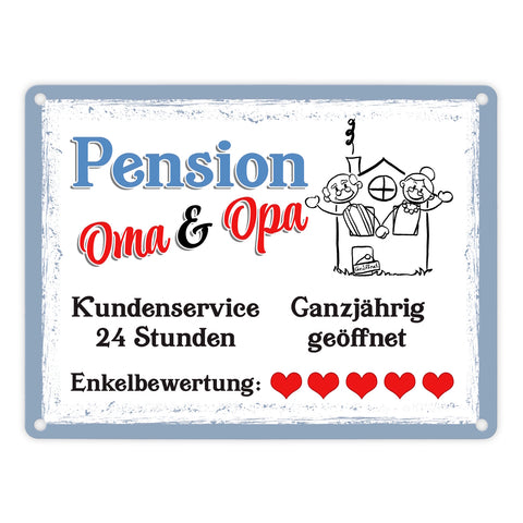 Pension Oma und Opa Metallschild