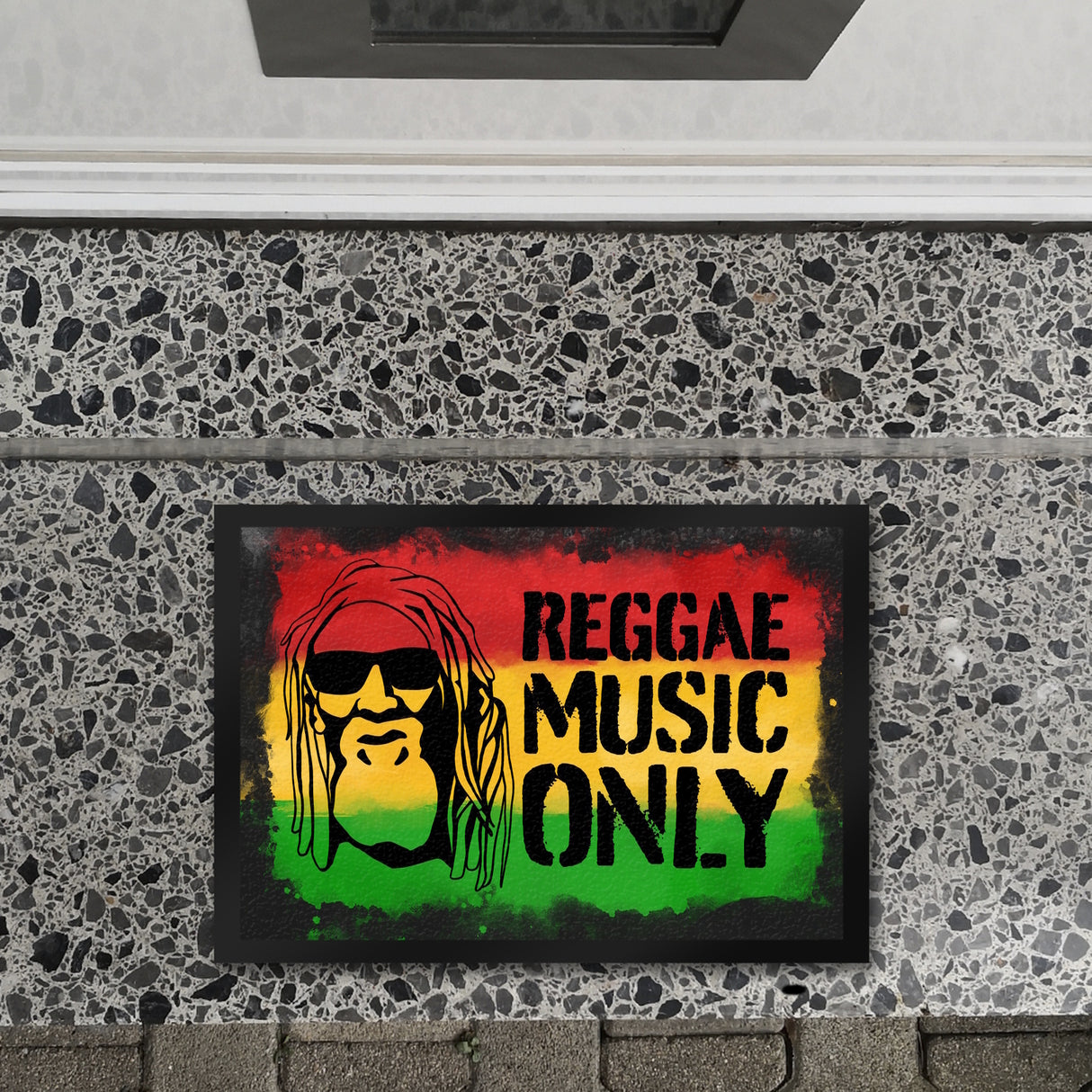 Reggae Music Only Fußmatte für Reggae Fans mit Rastafari Gesicht
