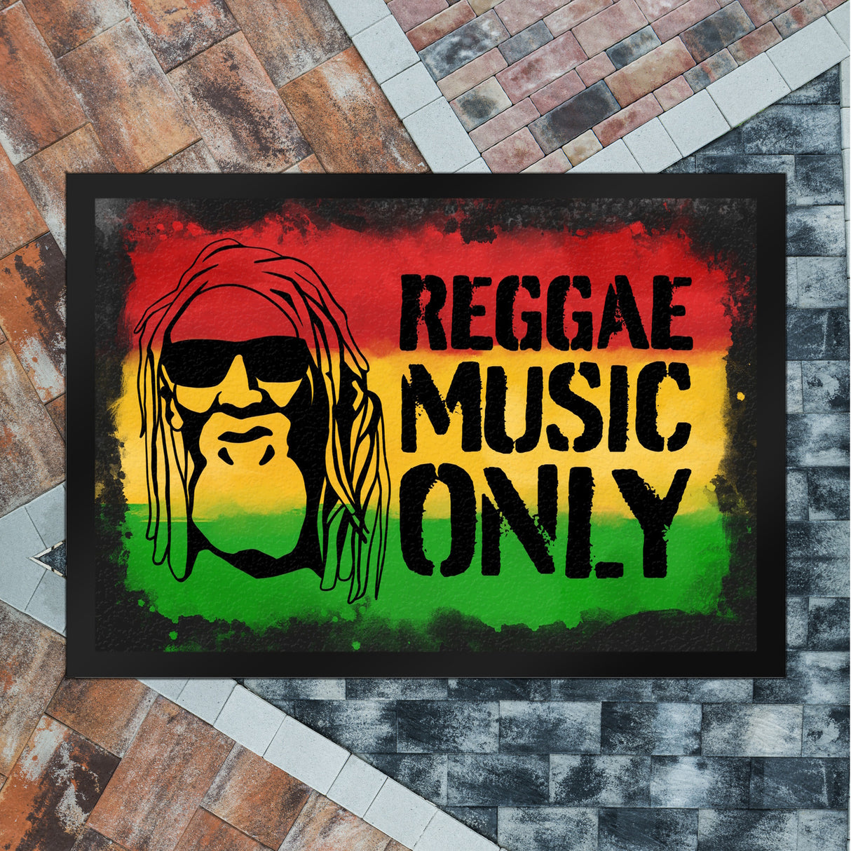 Reggae Music Only Fußmatte für Reggae Fans mit Rastafari Gesicht