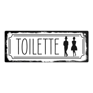 Toilettenschild mit Mann und Frau Metallschild in Retrooptik