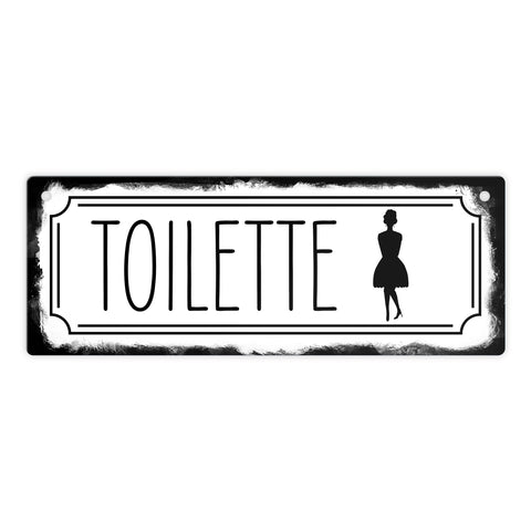 Toilettenschild mit Frau Metallschild in Retrooptik