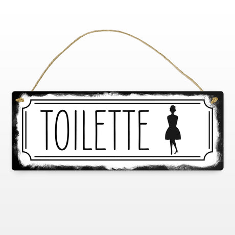 Toilettenschild mit Frau Metallschild in Retrooptik
