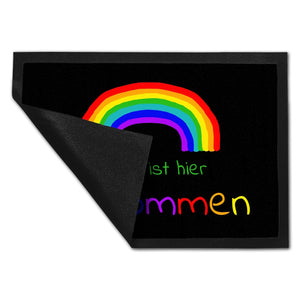Regenbogen Fußmatte mit Spruch - Jeder ist hier Willkommen LGBTQ