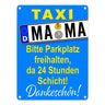 Taxi Mama Metallschild -Gelb zum Thema Mutter sein