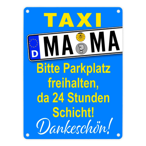 Taxi Mama Metallschild -Gelb zum Thema Mutter sein