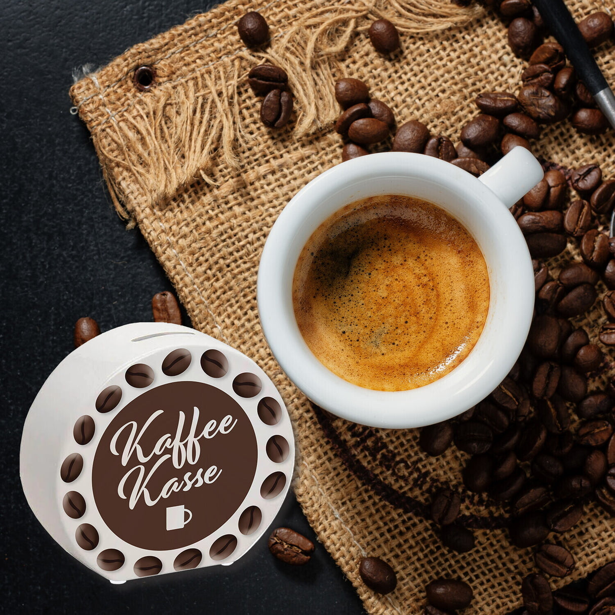 Kaffeekasse Spardose zum Thema Trinkgeld als Geschenk für Frisöre