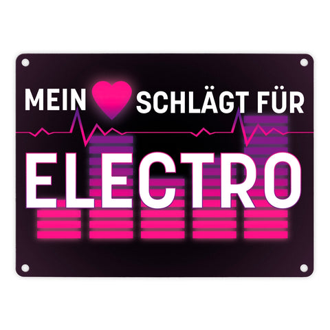 Mein Herz schlägt für Electro Metallschild im Neondesign