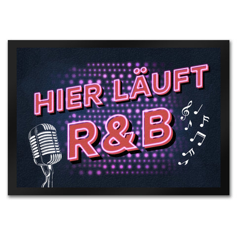 Hier läuft R&B Fußmatte mit Mikrofon und Noten im coolen Retro Look