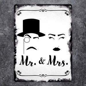 Mr. und Mrs. Metallschild für Paare als Retro Deko für die Wohnung