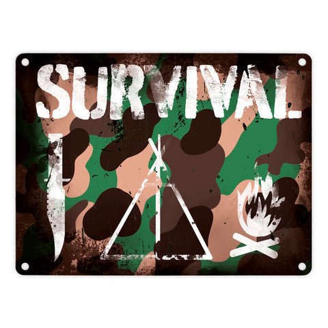 Survival Tarnmuster Metallschild im Used-Look