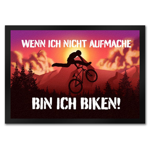 Wenn ich nicht aufmache bin ich biken Fußmatte mit Mountainbiker