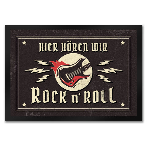 Hier hören wir Rock n' Roll Fußmatte mit Gitarren Motiv
