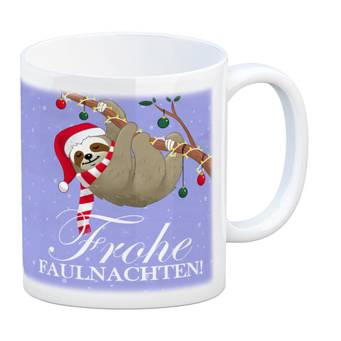 Frohe Faulnachten Kaffeebecher mit süßem weihnachtlichem Faultier