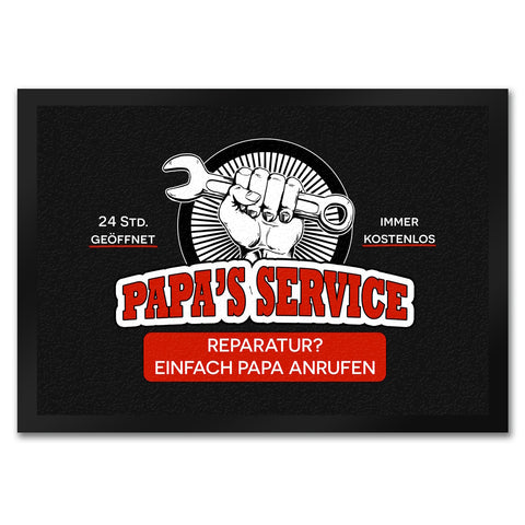 Papa's Service Fußmatte mit Werkstattmotiv