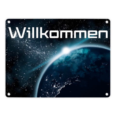 Willkommen im Weltall Metallschild mit Weltraummotiv