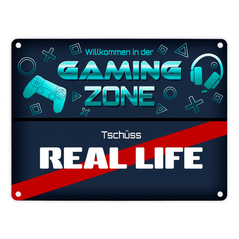 Willkommen in der Gaming Zone Tschüss Real Life Spaß Ortsschild