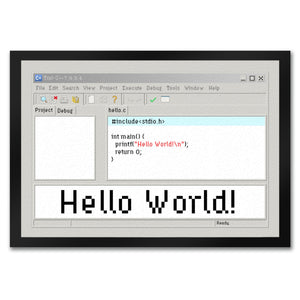 Hello World witzige Fußmatte für Programmierer mit Quellcode