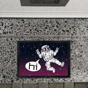 Astronaut im Weltall mit Peace-Zeichen witzige Fußmatte