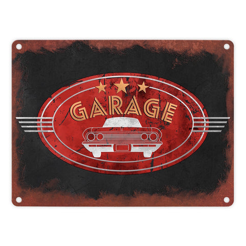 Metallschild für die Garage in Rostoptik