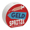 Geldgeschenk Spardose mit Geldspritze Motiv in {Rot}