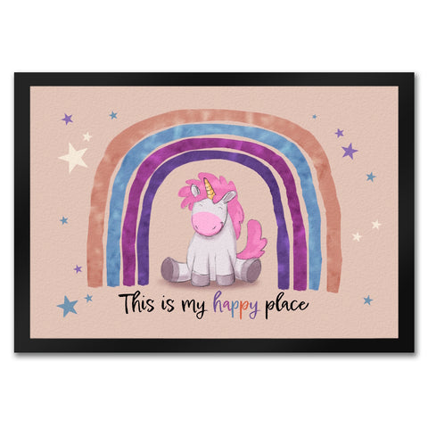 This is my happy place Fußmatte mit niedlichem Einhorn
