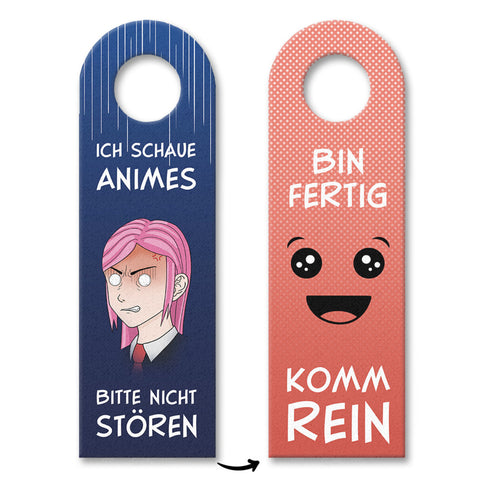 Ich schaue Animes oder Komm rein Türhänger mit Animemädchen Motiv