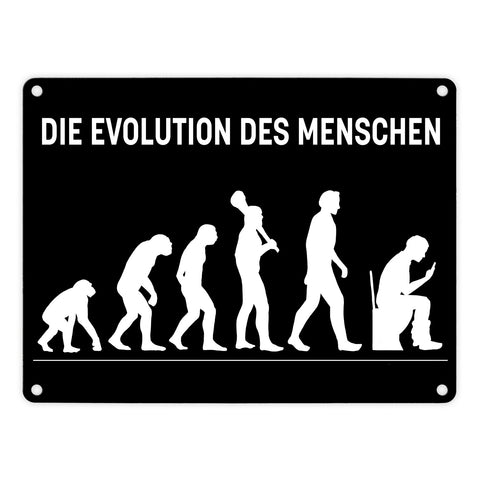 Die Evolution des Menschen Metallschild mit witzigem Motiv für die Toilette