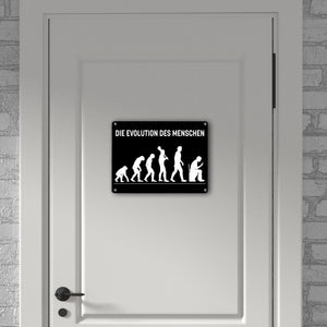 Die Evolution des Menschen Metallschild mit witzigem Motiv für die Toilette