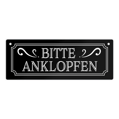 Bitte anklopfen Metallschild in Retro Optik
