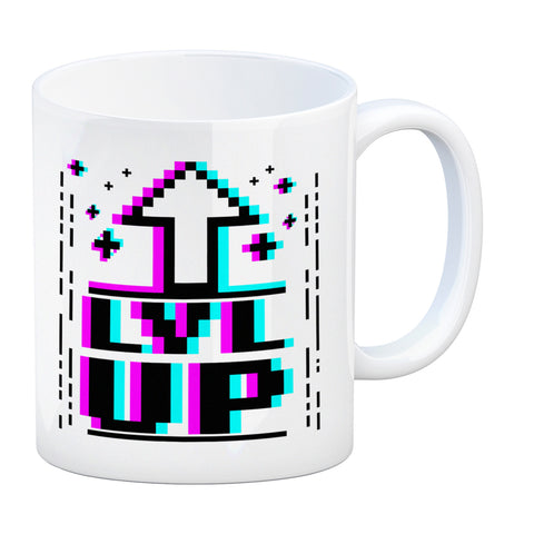 LVL UP Kaffeetasse mit witzigem Videospielmotiv