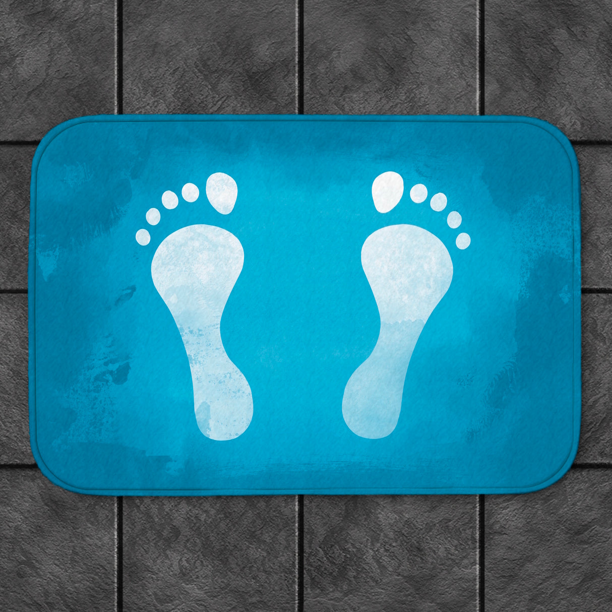 Fußabdruck Badematte in blau