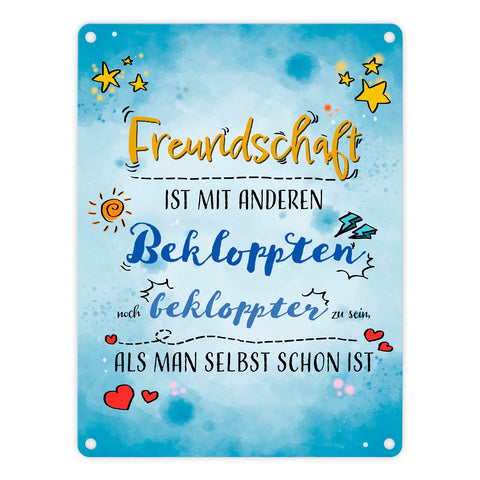 Metallschild mit lustigem Spruch zu Freundschaft