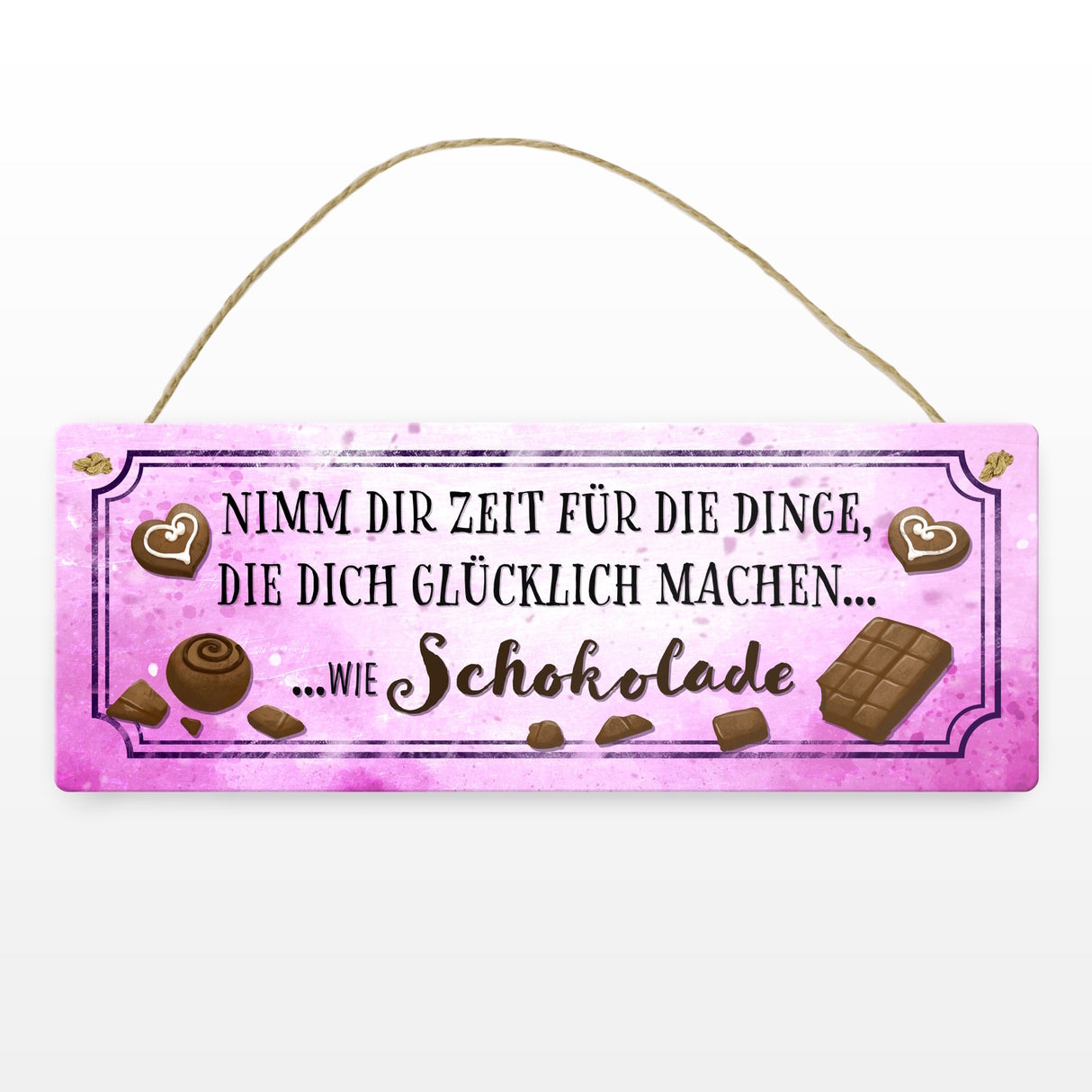 Metallschild mit Spruch - Nimm dir Zeit für Schokolade
