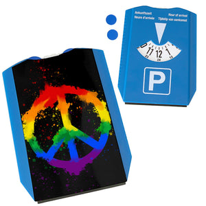 Regenbogen Parkscheibe mit Peace-Zeichen und 2 Einkaufswagenchips