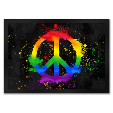 Regenbogen Fußmatte mit Peace-Zeichen
