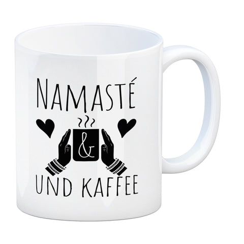 Namasté und Kaffee Kaffeebecher mit entspannendem Motiv