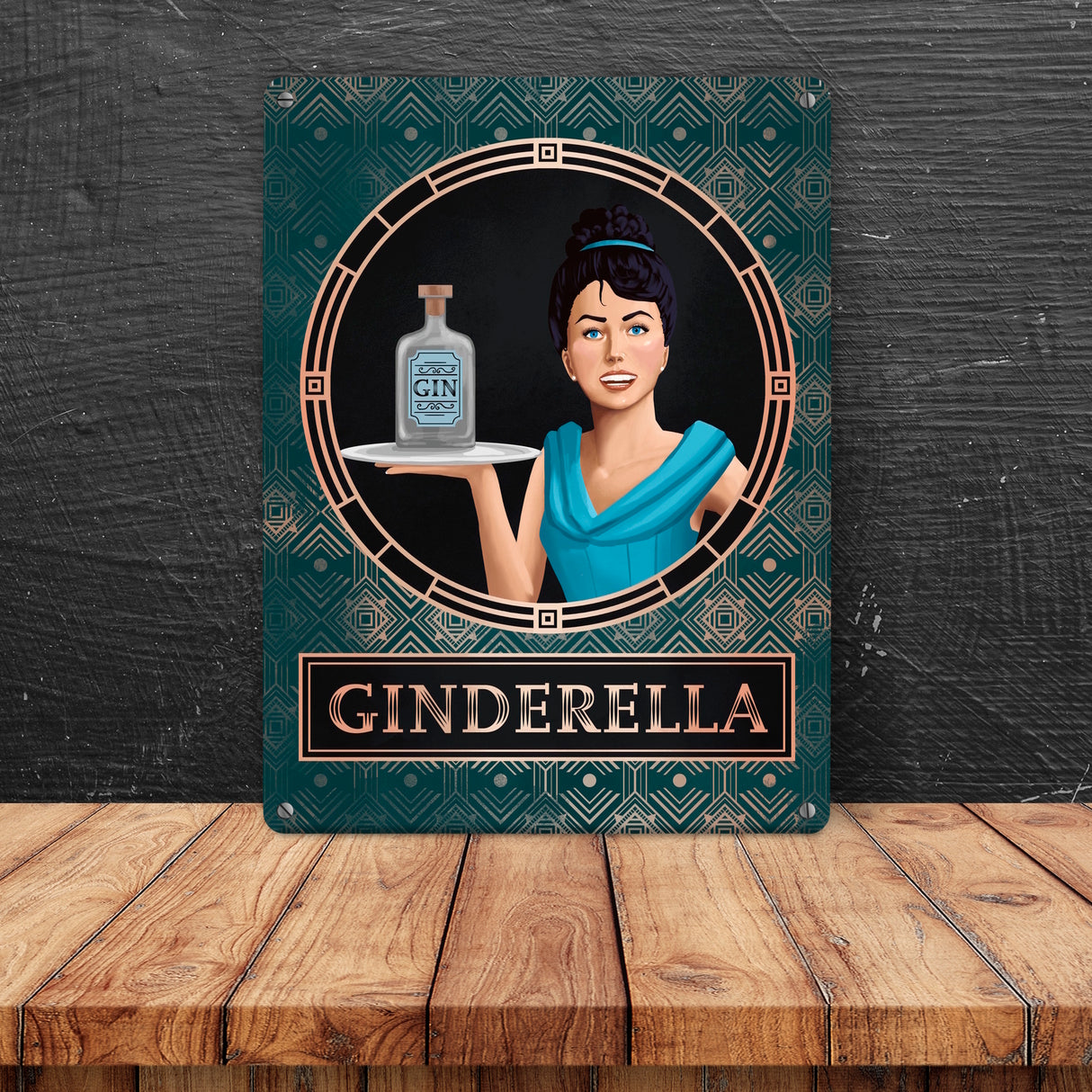 Ginderella Gin Metallschild für Gin-Liebhaber