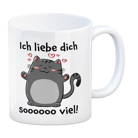 Ich liebe dich soooooo viel Kaffeebecher mit niedlicher Katze