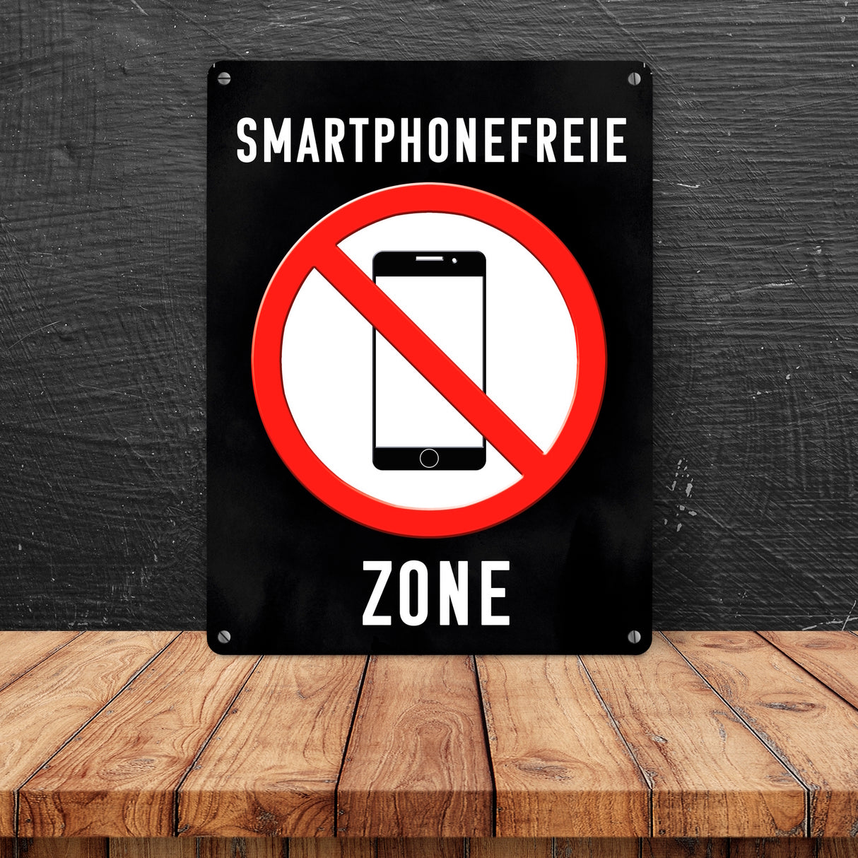 Smartphonefreie Zone Handy verboten Metallschild