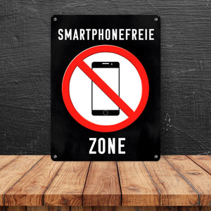 Smartphonefreie Zone Handy verboten Metallschild