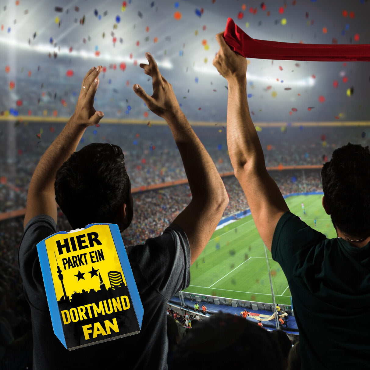 Hier parkt ein Dortmund Fan Parkscheibe in Vereinsfarben