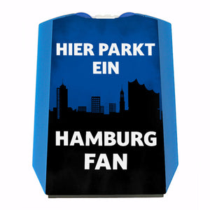 Hier parkt ein Hamburg Fan Parkscheibe in Vereinsfarben