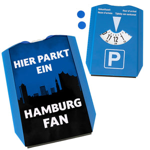 Hier parkt ein Hamburg Fan Parkscheibe in Vereinsfarben