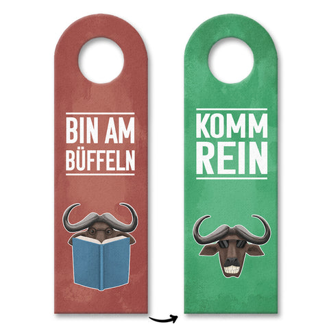 Bin am büffeln oder komm rein Türhänger mit coolem Büffel