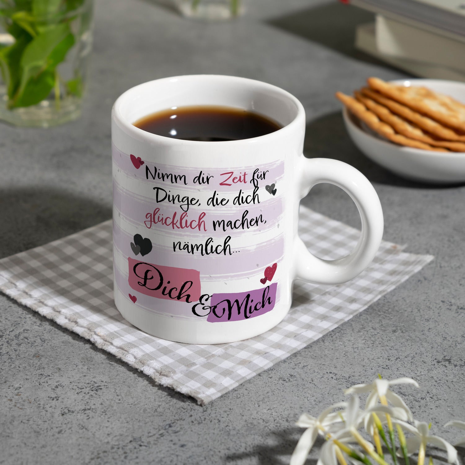 Tazza In Porcellana 300 Ml Con Scritta 'Dich Hab Ich Am Liebsten' | Regalo Divertente Per Caffè E Tè